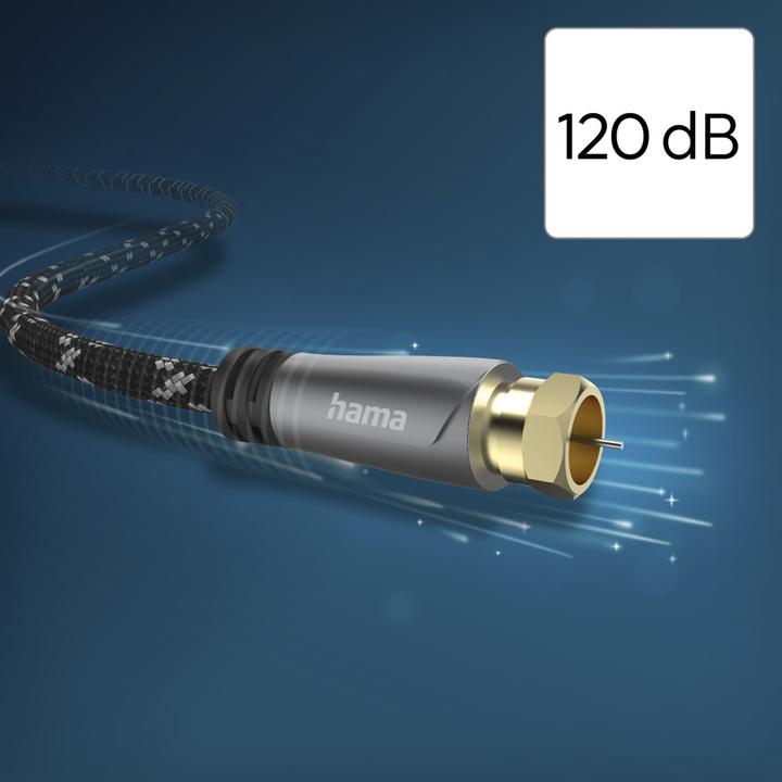 Produktbild Hama SAT-Anschlusskabel, F-Stecker - F-Stecker, Metall, vergoldet, 1,5 m, 120 dB (120 dB, Antennenkabel)