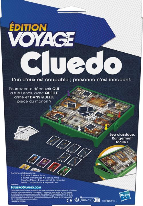 Actual product image Hasbro Cluedo Travel (French, 3 - 6 Players)