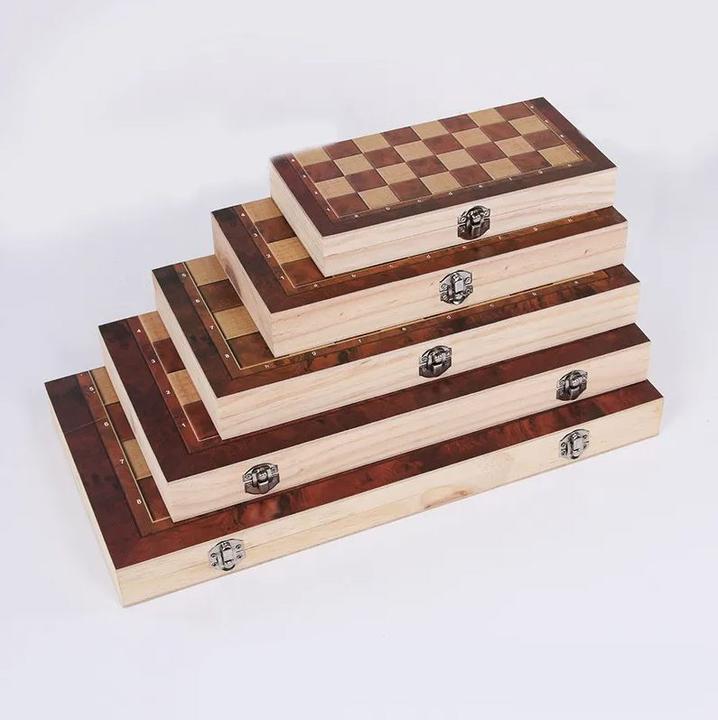Image du produit PhoneLook Boîte de jeux 3 en 1 Magnifique boîte en bois pour les échecs, le backgammon & la dame 44cm