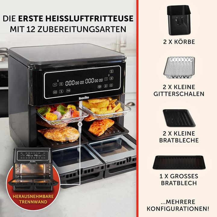 Actual product image Breville Digital Dual Chamber Air Fryer with 12 Cooking Functions