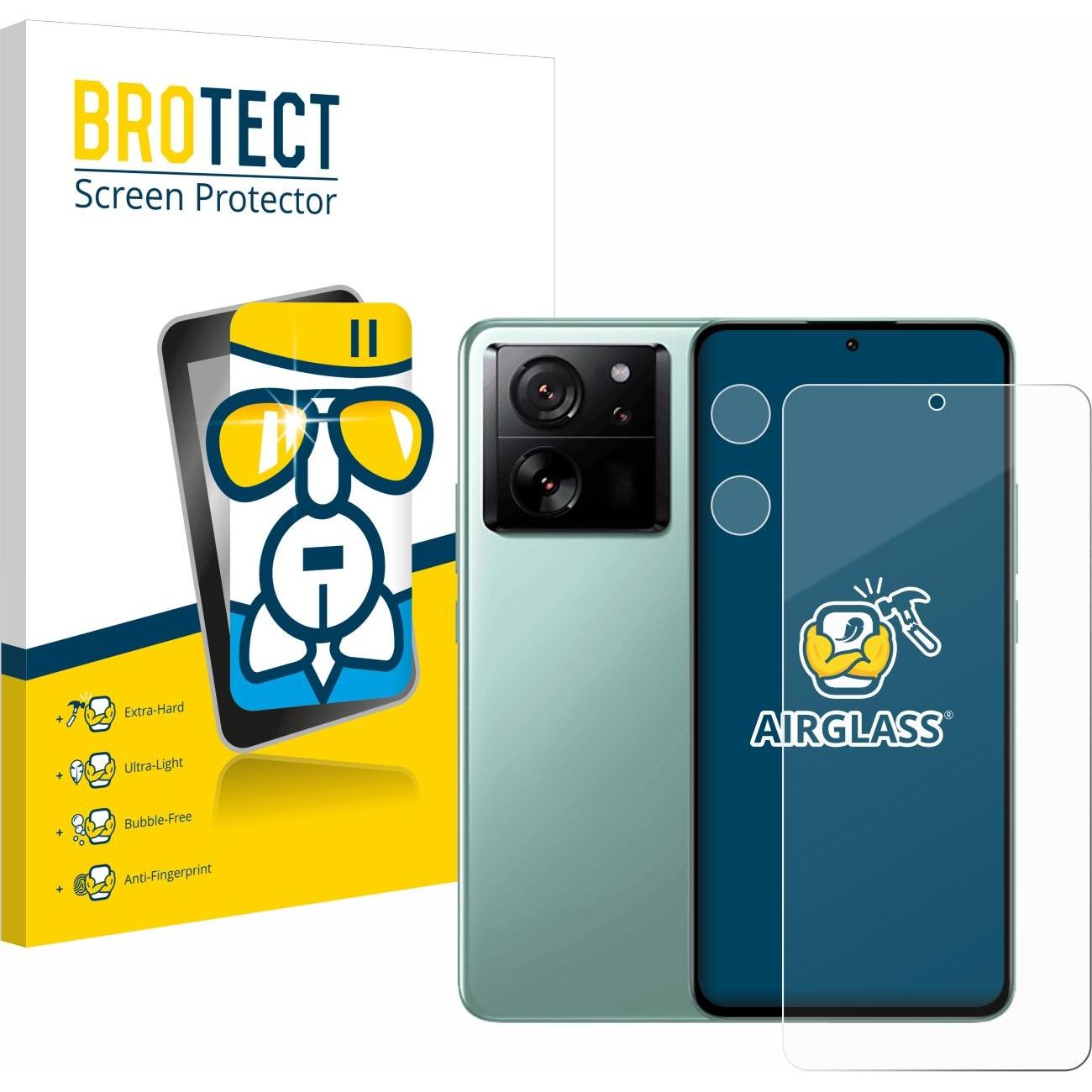 BROTECT AirGlass Panzerglasfolie (1 Stück, Xiaomi 13T Pro), Smartphone Schutzfolie, Transparent