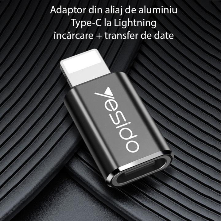 Actual product image Yesido - OTG Adapter (GS03) - Lightning to Type-C, Plug & Play, 480Mbps - Black (Lightning, USB-C)