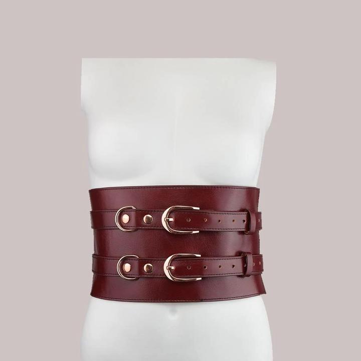 Actual product image Liebe Seele Wine Red Genuine Leather Waist Corset