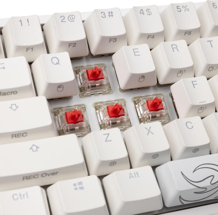Actual product image Ducky One 2 Pro Mini White Edition Gaming Keyboard, RGB LED - Cherry Red (US) (USA, Cable)