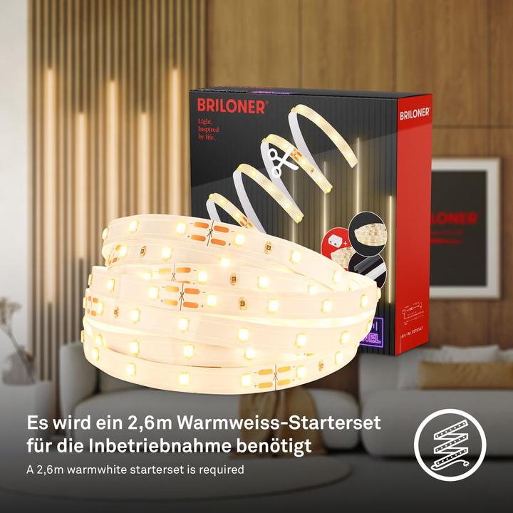 Produktbild Briloner Extension Set On/Off LED stripe 2,6m, 147xLED,Ergänzungsset (Warmweiss, 14 cm, Indoor)
