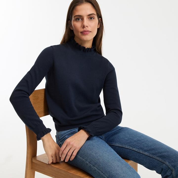 Produktbild La Redoute Collections Pullover mit gerüschtem Stehkragen und langen Ärmeln (M)