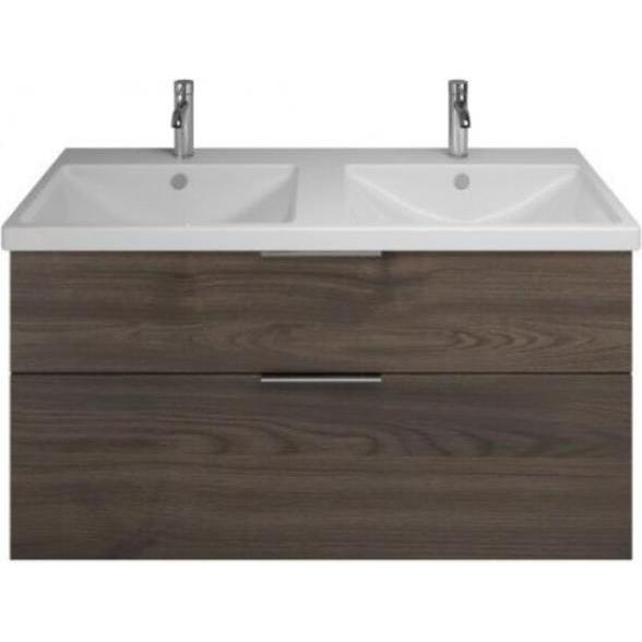 burgbad, Badmöbelset, Eqio Keramik-Doppelwaschtisch inklusive Waschtischunterschrank, Breite 1230 mm