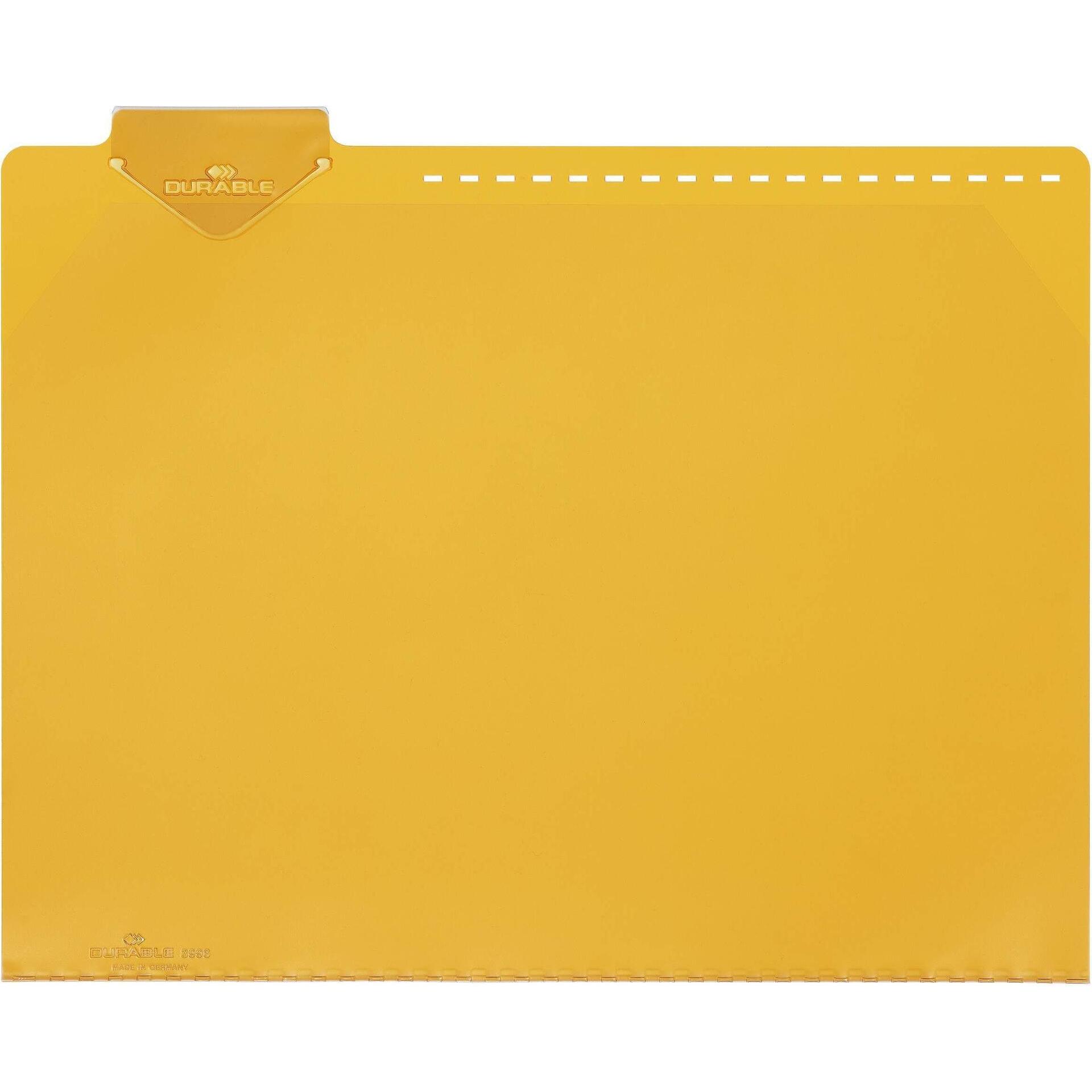 Durable, Kartenaufbewahrung, Leitkarten-Tasche, DIN A4, mit Rastlochung, gelb aus PVC, Stärke: 0,3 mm, besonders strapaz...