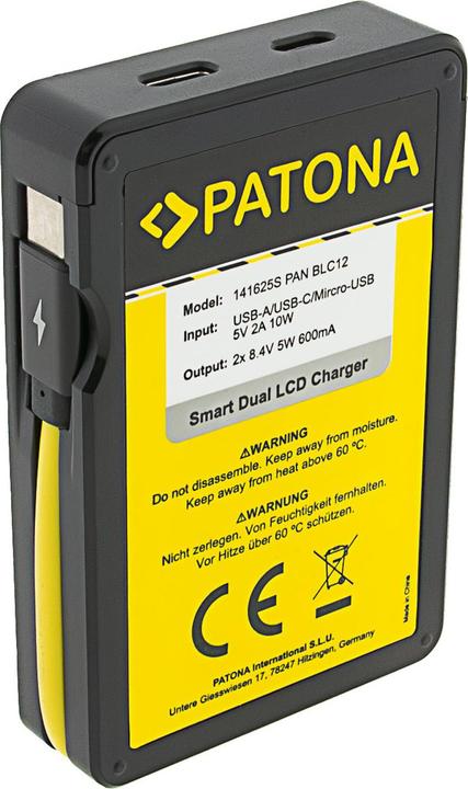 Actual product image Patona Charger Smart Dual LCD USB Panasonic DMW-BLC12PP (Camera battery charger)