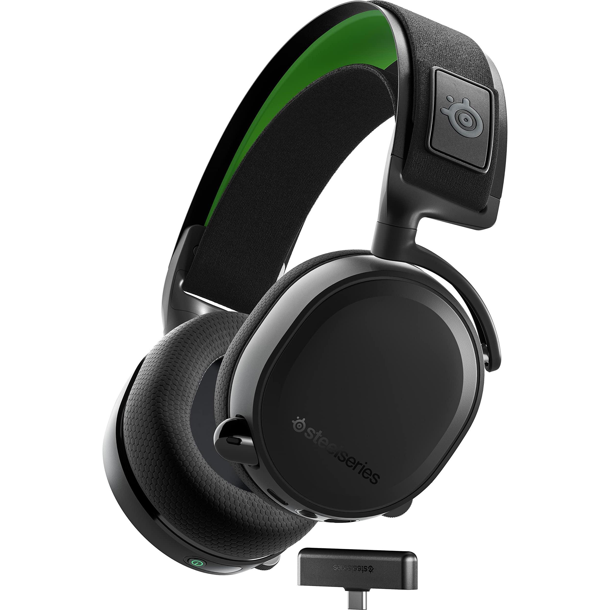 SteelSeries Arctis 7X+ (Kabellos), Gaming Headset, Schwarz, Grün