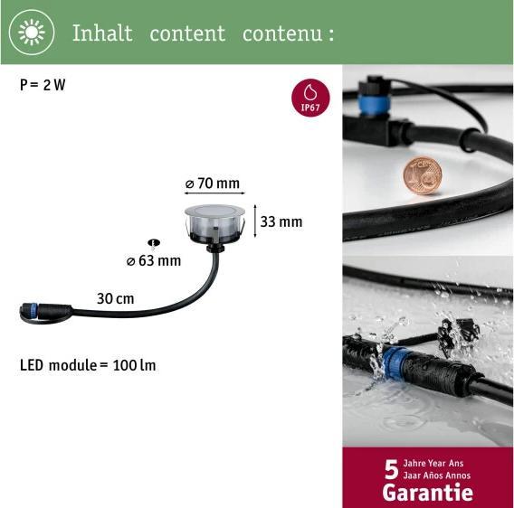 Image du produit Paulmann Plug & Shine Floor en extérieur (100 lm, IP67)