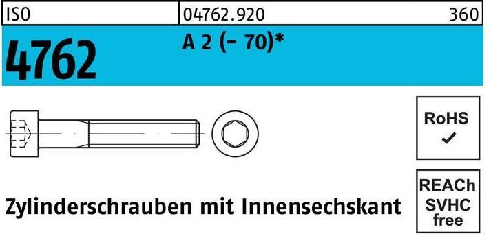 Actual product image Cheese head screw ISO 4762 with hexagon socket M 14 x 100 A 2 (- 70) (25 Screws per piece)