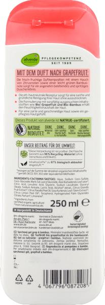 Nährwerte und Zutaten dm alverde Duschgel Grapefruit Bambus (250 ml)