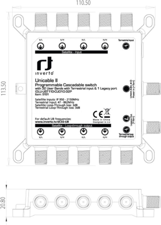 Actual product image inverto Unicable II multi-switch 32 participants 1 output 1 input (Multi switch)