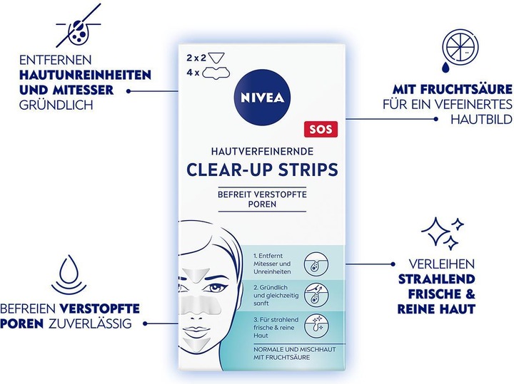 Produktbild NIVEA Hautverfeinernde Clear-up Strips (Mitesserentferner, 6000 ml)