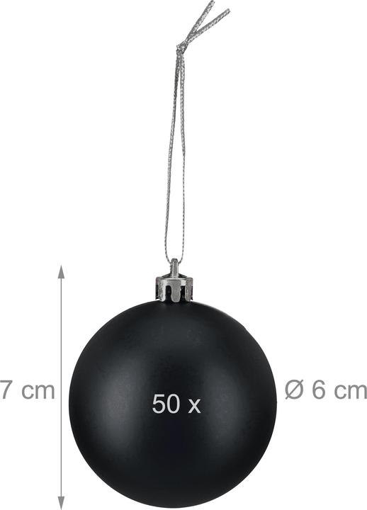 Actual product image Relaxdays - Weihnachtskugeln 50er Set, Schwarz/ Silber (50-part)