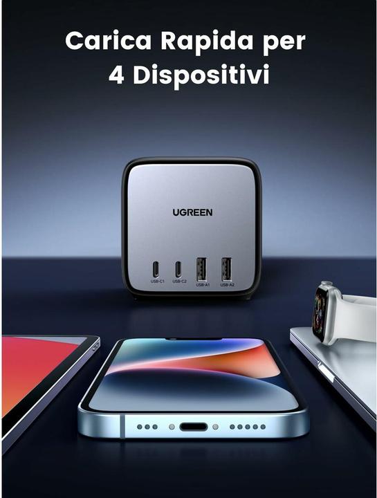 Productafbeelding Ugreen Cube CD268 65W USB / USB C + 3x AC (1x, CEE 7/4, USB-A, USB-C, 1.80 m)