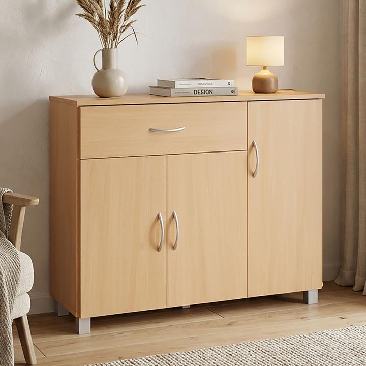 Image du produit FineBuy Buffet en bois plaqué hêtre (90 x 30 x 75 cm)