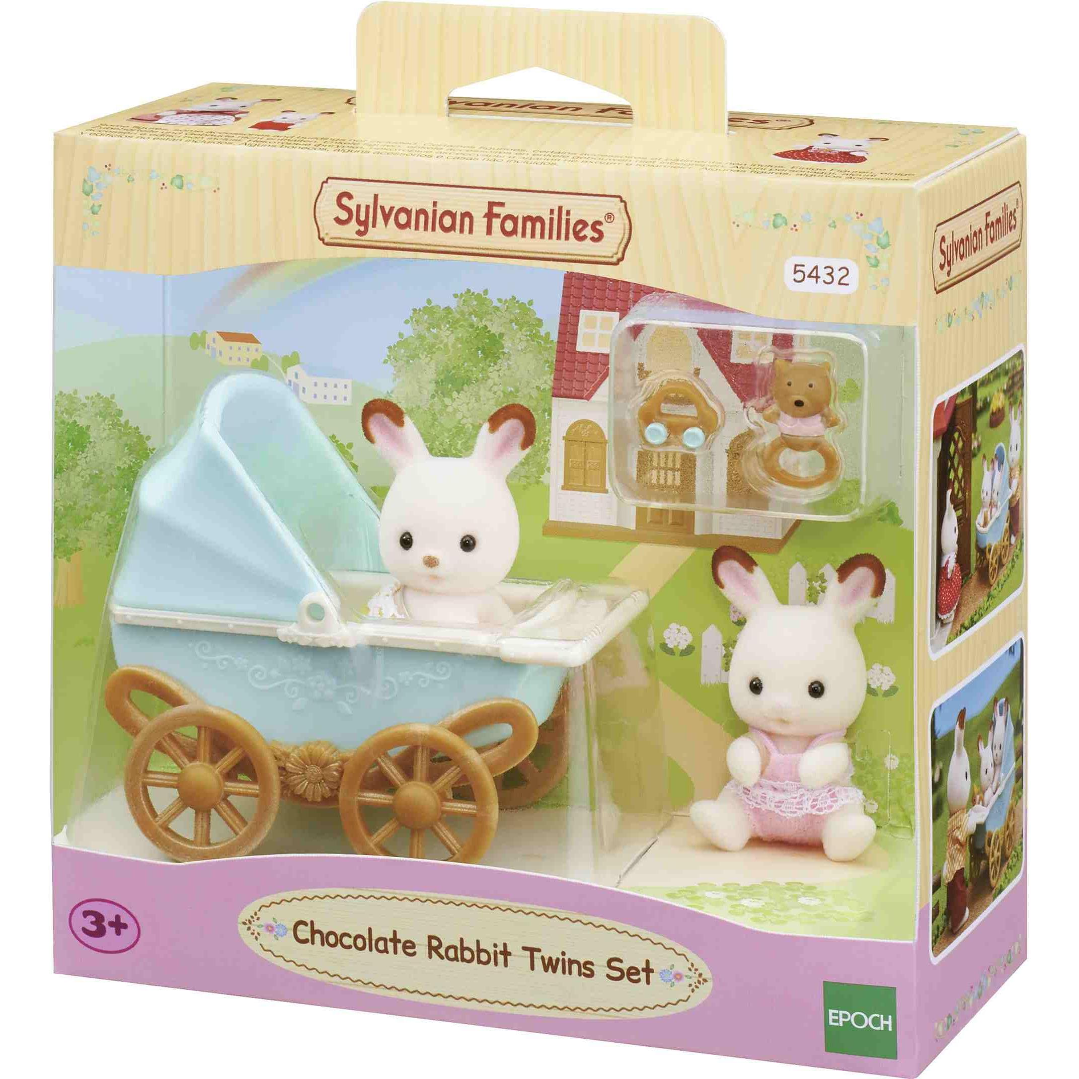 Sylvanian Families Chocolate Rabbit Twin Babies & Pram
