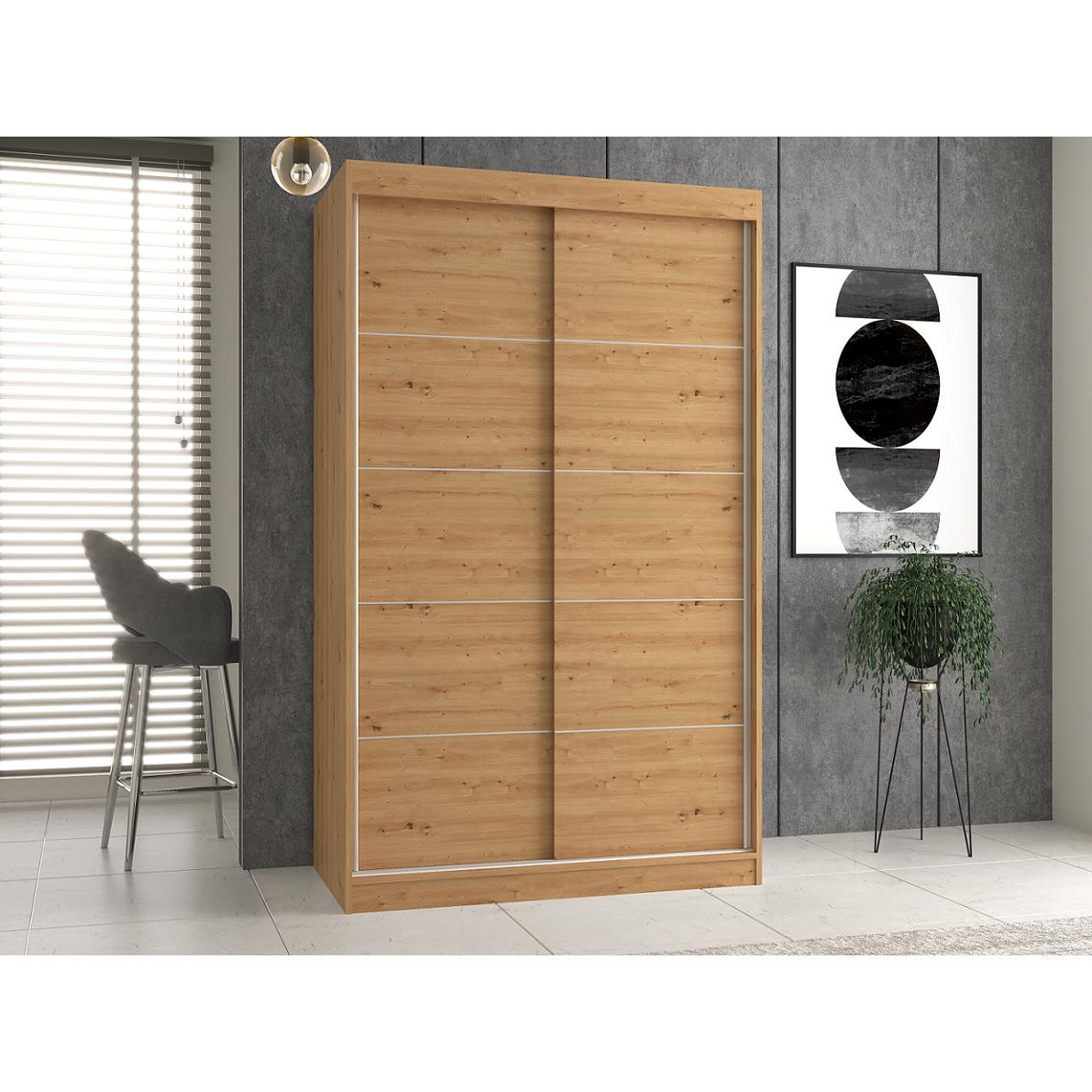 Thumbnail - Topeshop, Kleiderschrank, IGA 120 ART C KPL Schlafzimmer-Schrank 7 Regale 2 Tür(en) Eiche Garderobe (120 x 61 x 200 cm)