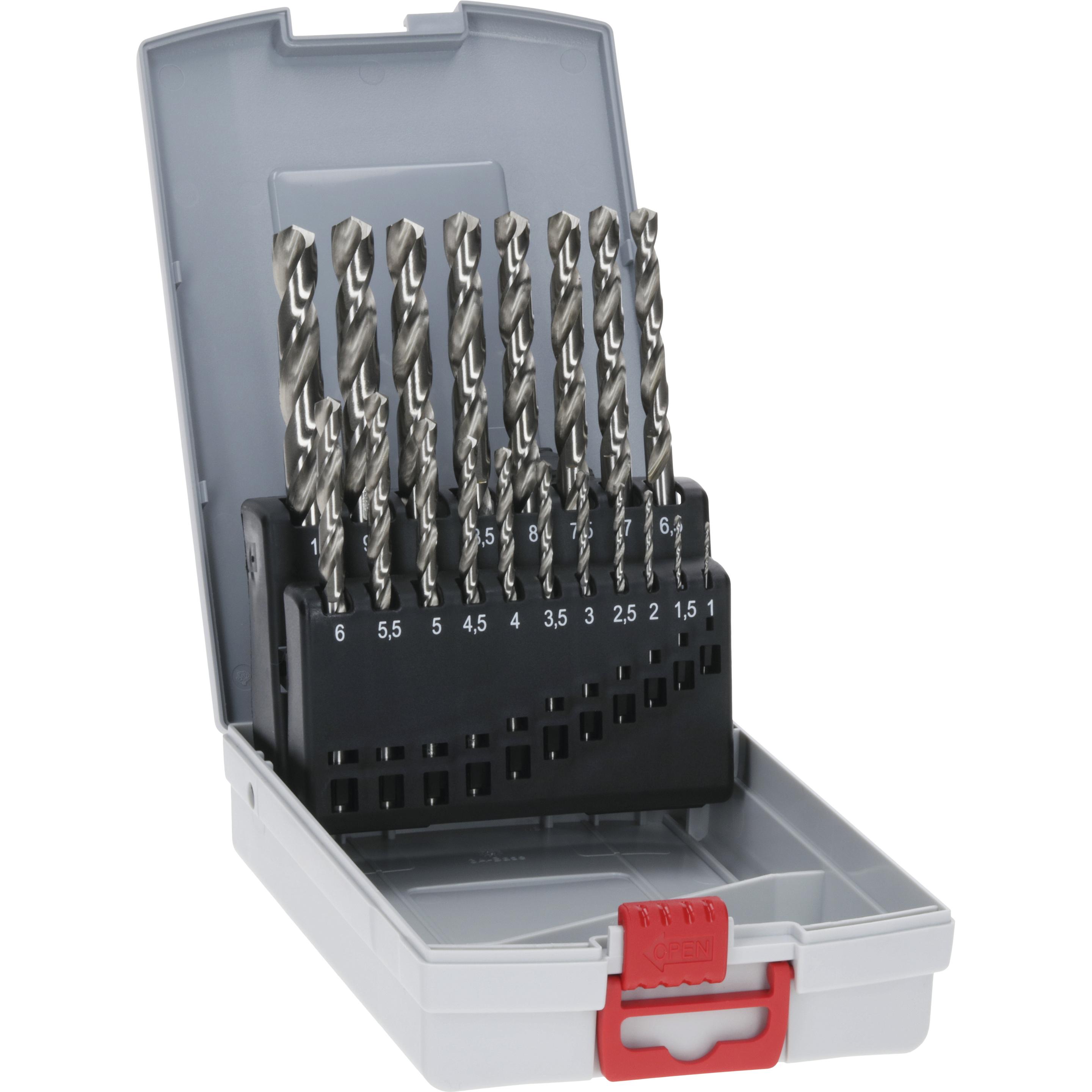 Bosch Professional Zubehör, Bohrereinsatz, PRO Metal HSS-G Spiralbohrer-Set, 19-tlg. (1 mm, 1.5 mm, 10 mm, 2 mm, 2.5 mm,...