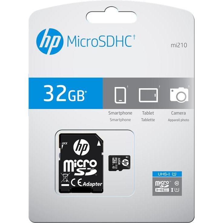Thumbnail - PNY Electronics HP Flash-Speicherkarte (microSDHC/SD-Adapter inbegriffen) (32 GB, microSDHC, U1), Speicherkarte, Schwarz