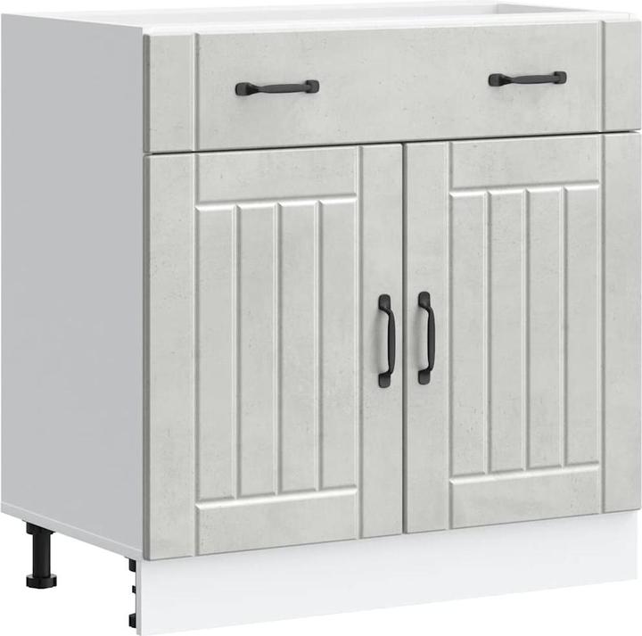 Image du produit vidaXL Élément bas de cuisine Lucca Gris béton Matériau bois Élément bas d'évier (80 x 46 x 81.5 cm)