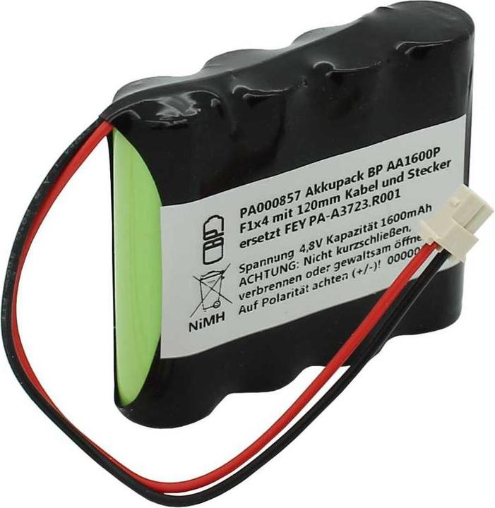 XCell Akkupack NiMH 4,8V 1600mAh BP AA1600P F1x4 mit 120mm Kabel und Stecker ersetzt FEY PA-A3723.R001 (1 Stk., 1600 mAh)