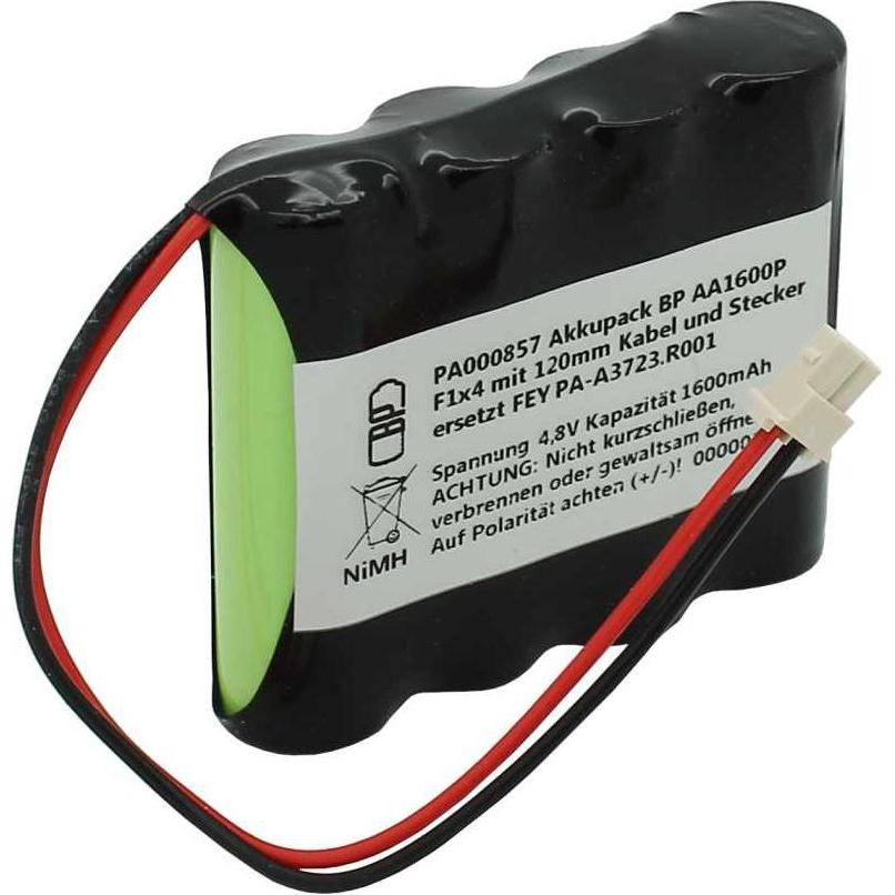 Thumbnail - XCell Akkupack NiMH 4,8V 1600mAh BP AA1600P F1x4 mit 120mm Kabel und Stecker ersetzt FEY PA-A3723.R001 (1 Stk., 1600 mAh...