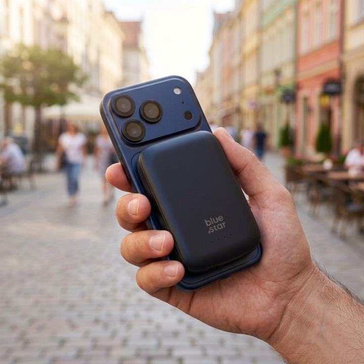 Produktbild Power bank Blue Star Powerbank compatible with MagSafe Blue Star Slim DG-P8 15W 5000 mAh black (5000 mAh, 15 W, 19.25 Wh)