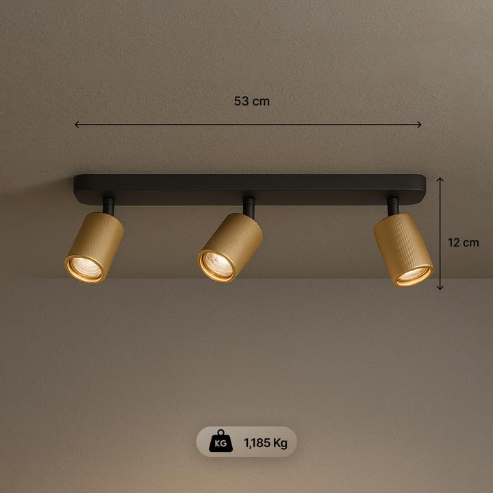 Produktbild Brilliant Plafondspot Marty GU10 3x5W 3000K - Zwart/Goudkleurig (345 lm, GU10)