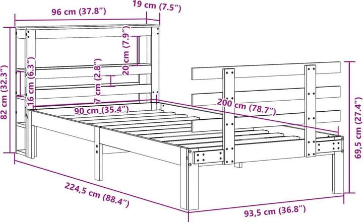 Image du produit vidaXL Bettgestell (90 x 200 cm)