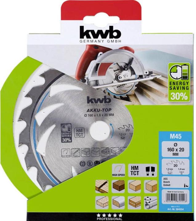 Actual product image kwb Carbide circular saw blade THIN CUT CIRCULAR SAW BLADE, HARDLOCKED