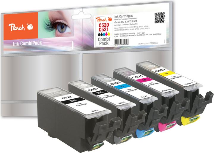 Actual product image Peach Cli-521, Pg-520 (M, C, Y, PBK, FC)