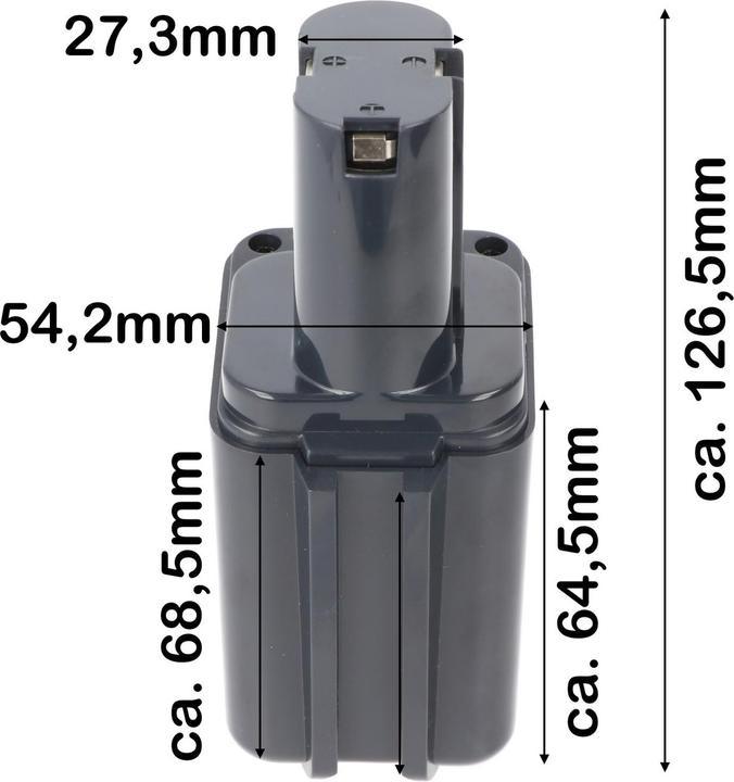 Actual product image AccuCell Bosch battery 2607300002, narrow Dimensions (9.6 V)