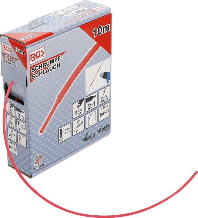 BGS Boîte de gaines thermorétractables rouges Ø 2,5 mm 10 m (1 x)