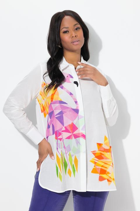 Produktbild Ulla Popken Bluse, Flamingos, A-Linie, Hemdkragen, Langarm (46, 48)