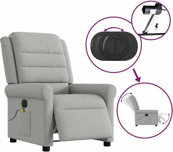 Actual product image vidaXL Massage chair electric cloud grey fabric