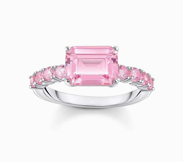 Produktbild Thomas Sabo Solitärring mit pinkfarbenen Steinen Silber (54, 925 Silber)