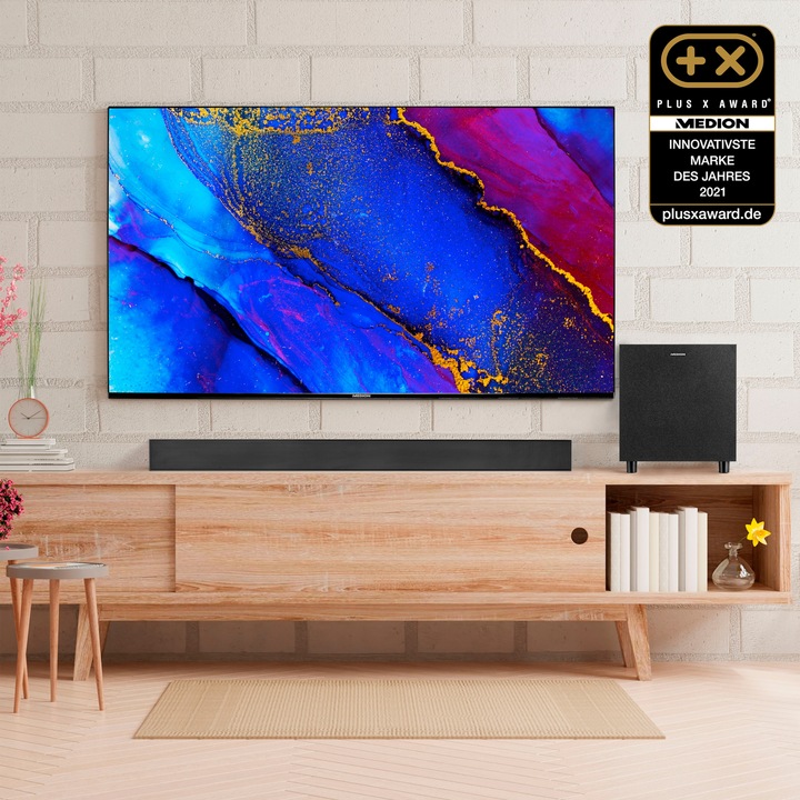 Produktbild Medion LIFE® S61022 Dolby Atmos® Soundbar, multidimensionaler Sound für die Heimkino-Atmosphäre, Bluetooth® (120 W, 2.1 Kanal)