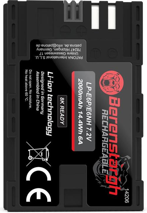 Image du produit Berenstargh Akku LP-E6P für Canon R5 Mark II R6 Mark II R7 R6 R5 R (Batterie de l'appareil photo)