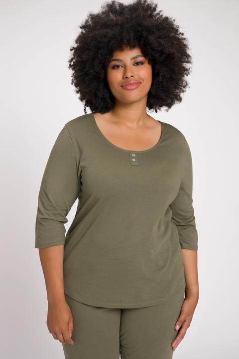 Produktbild Ulla Popken Pyjamashirt, Spitze, V-Ausschnitt, 3/4-Arm (54)