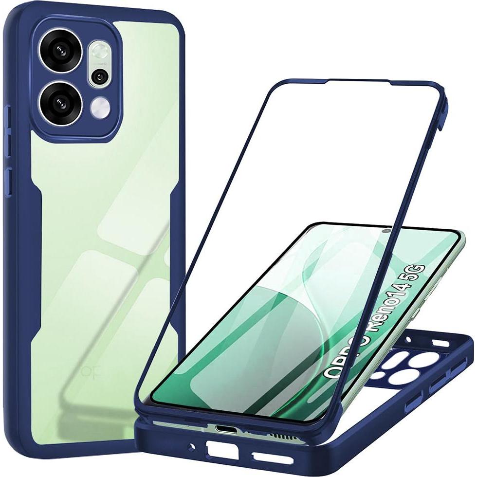 Techsuit - ColorVerse 360 Series + Screen Protector - Oppo Reno14 - Blue, Cover smartphone, Blu