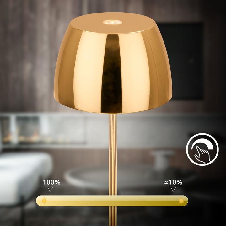 Image du produit Briloner Lampe de table LED rechargeable - Mini, Touch, Gold (150 lm)