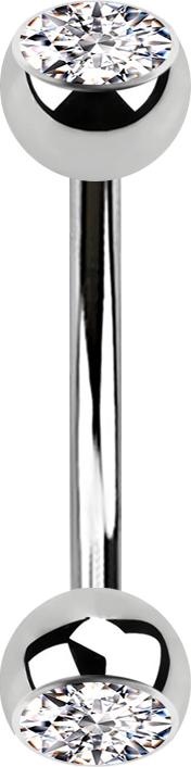 Produktbild Star Piercing Banane silber mit zwei Kugeln Kristall silber (Chirurgenstahl 316L)