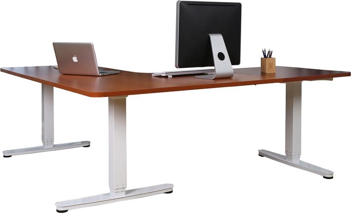 Actual product image equip ERGO electric sit-stand table frame in L-shape, triple motor