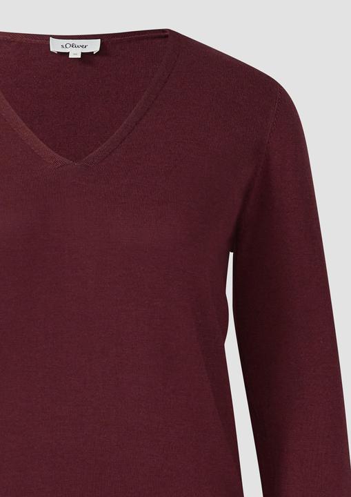 Actual product image s.Oliver Strickpullover Feinstrickpullover mit V-Ausschnitt und Rollkante am Saum (34)
