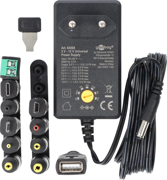 Produktbild Goobay Universal-Netzteil 3 V - 12 V max. 12 W / 1,0 A