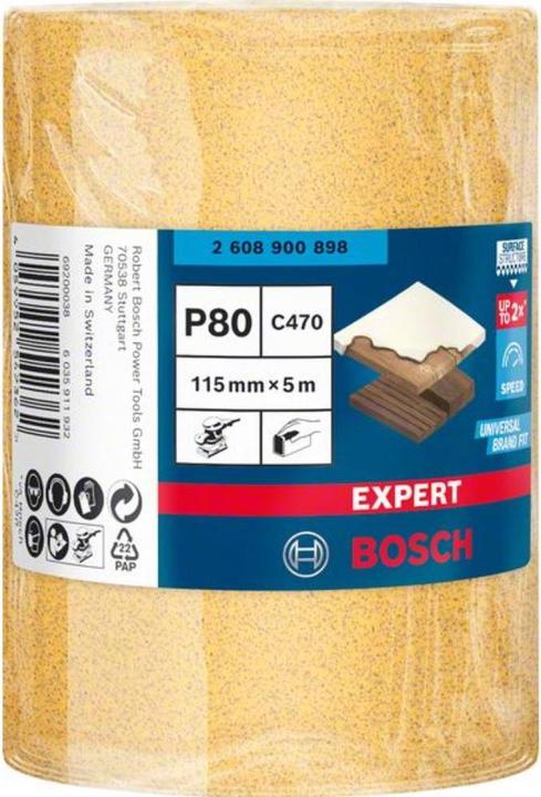Actual product image Bosch Professional Zubehör Expert C470 Sanding paper roll for hand sanding,115 mm, 5 m, G 80 (80)