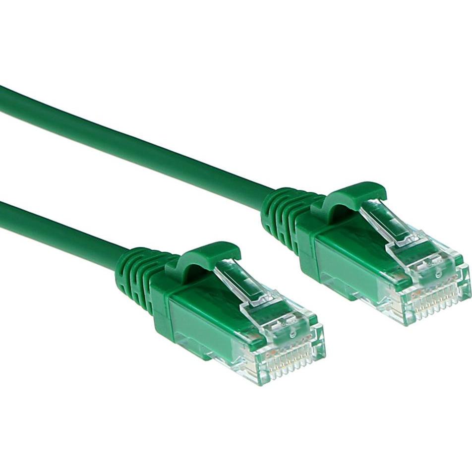 ACT Verde 1,5 metri LSZH U/UTP CAT6 datacenter slimline cavo patch snagless con connettori RJ45 (U/UTP, CAT6, 1.50 m), Cavo di rete